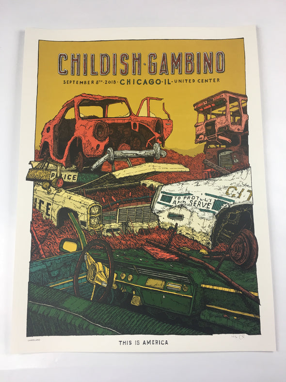 Childish Gambino - 2018 Landland Poster Chicago, IL United Center