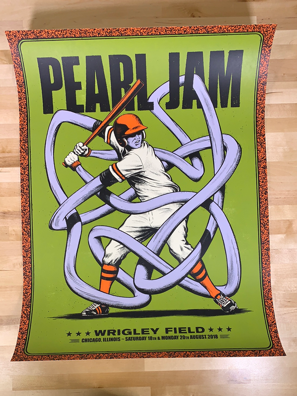 Pearl Jam - 2018 Andrew Fairclough VARIANT Poster Chicago, IL Wrigley Field
