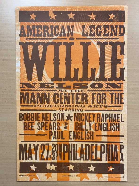 Willie Nelson - 2011 Hatch Show Print 5/27 poster Philadelphia, Pennsylvania