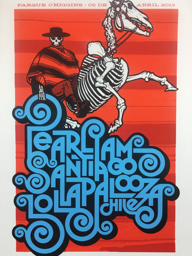 Pearl Jam - 2013 Ames Bros Poster Santiago, Chile Lollapalooza S/N