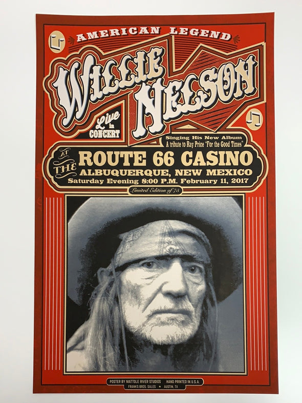 Willie Nelson - 2017 Mattole River Studios poster Albuquerque, NM