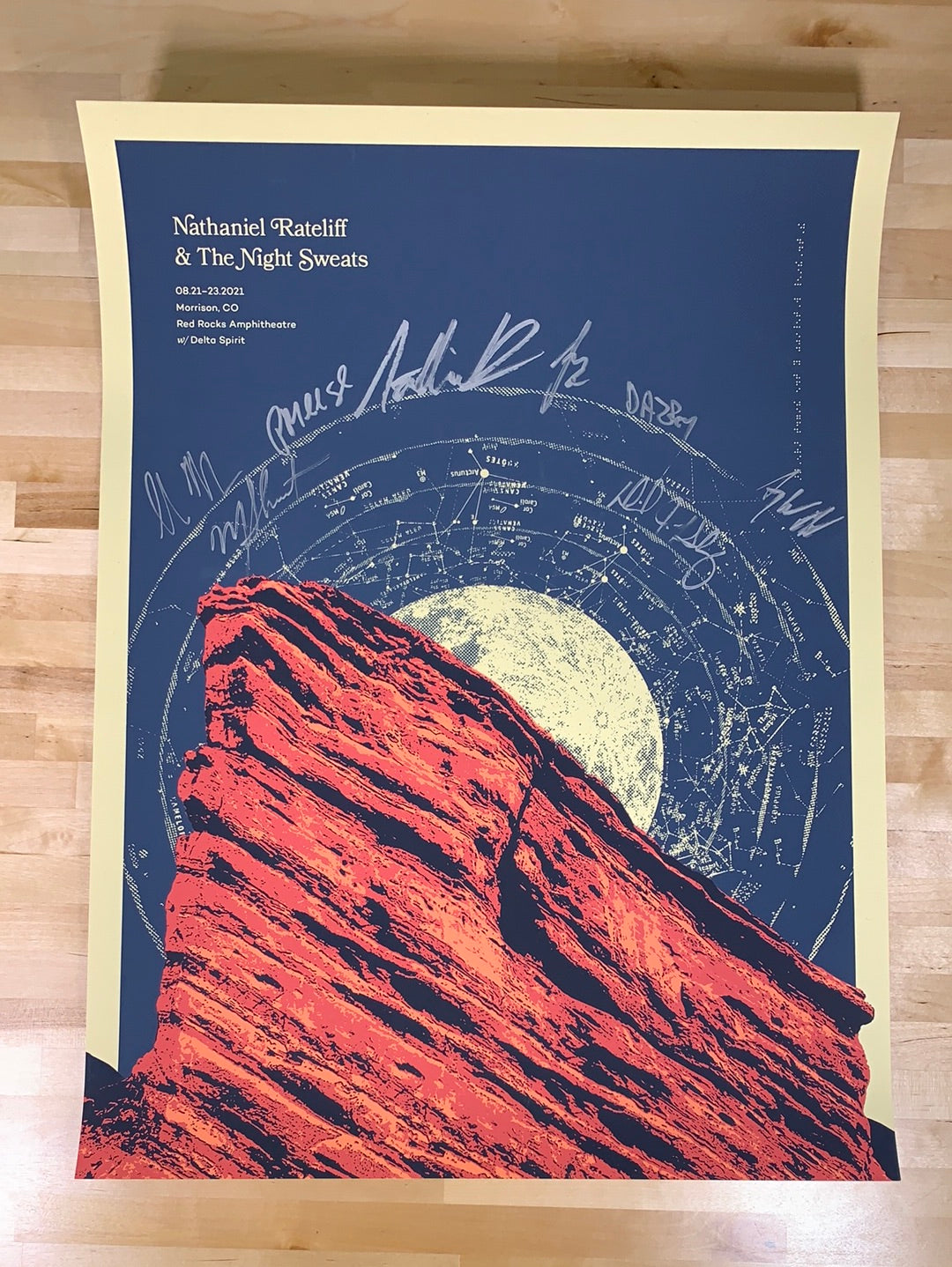 Nathaniel Rateliff & the Night Sweats - 2021 SIGNED poster Red Rocks M ...