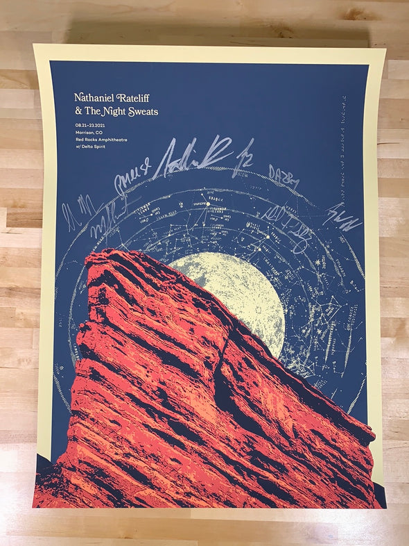 Nathaniel Rateliff & the Night Sweats - 2021 SIGNED poster Red Rocks Morrison, CO