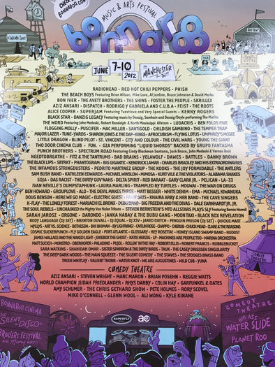 Bonnaroo - 2012 poster Manchester, TN Radiohead, RHCP, Phish