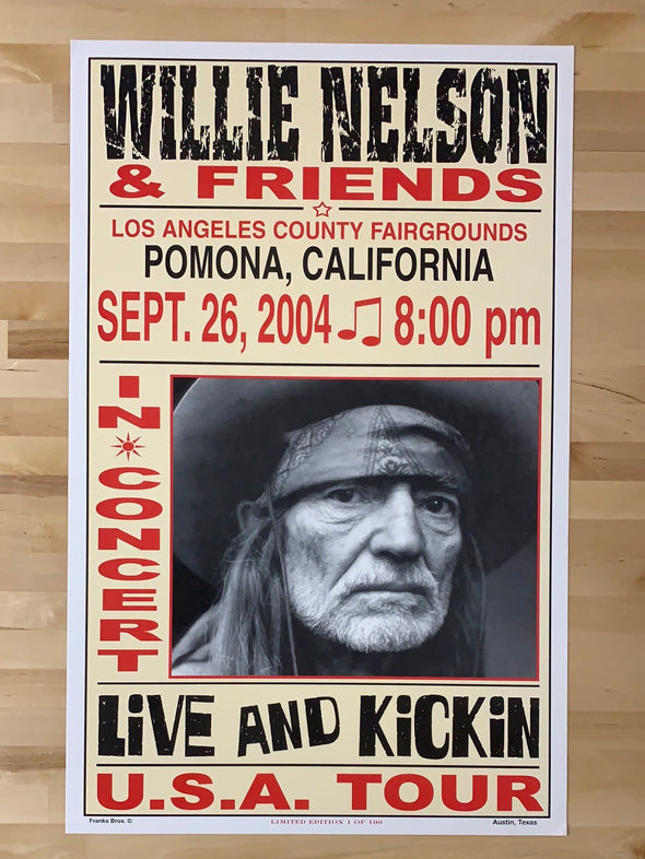 Willie Nelson - 2004 Franks Brothers 9/26 poster Pomona, CA