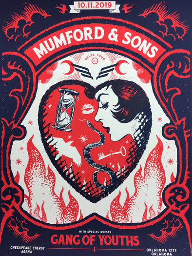 Mumford & Sons - 2019 Ralph Stollenwerk poster Oklahoma City, OK Chesapeake Ener