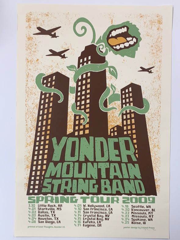 Yonder Mountain String Band - 2009 Cricket Press poster Spring Tour