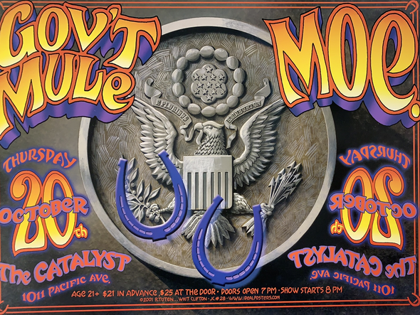 Gov't Mule moe. - 2001 Randy Tuten poster Santa Cruz, CA The Catalyst