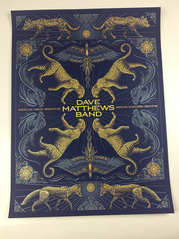 Dave Matthews Band - 2015 Todd Slater DMB Poster Mexico City, MEX Foro Sol Arena