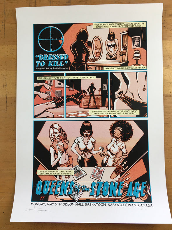 Queens of the Stone Age - 2008 Justin Hampton Poster Saskatoon, CAN Odeon Events