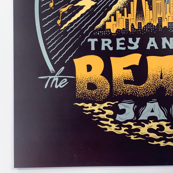Trey Anastasio - 2020 Your Cinema poster New York, NY The Beacon Jams Gold and Blue