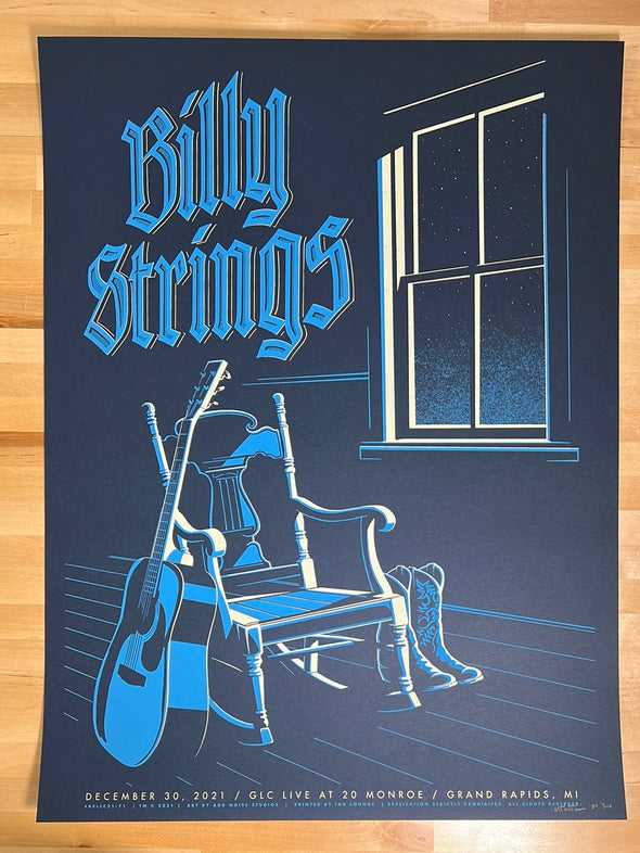 Billy Strings - 2021 Mike Tallman poster Grand Rapids, MI 12/30 1st