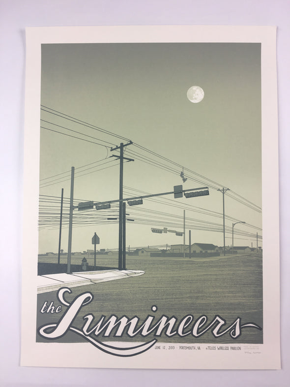 The Lumineers - 2013 Justin Santora Poster Portsmouth, VA Ntelos Pavilion Harbor