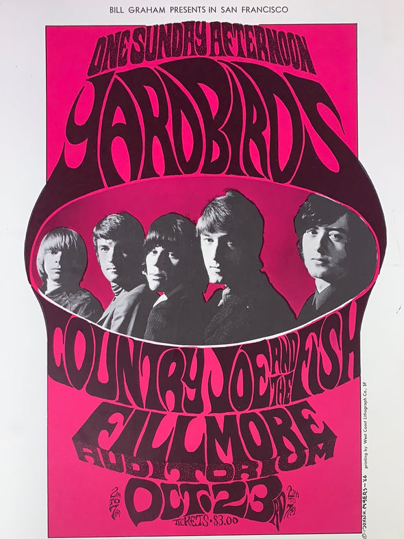 Yardbirds - 1966 John H Myers Poster San Francisco, CA The Fillmore 2nd
