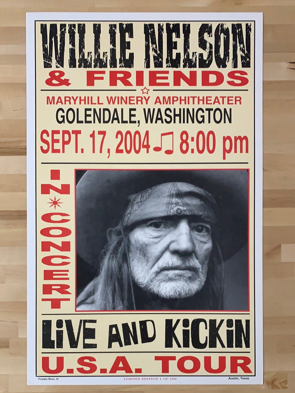 Willie Nelson - 2004 Franks Brothers 9/17 poster Golendale, WA