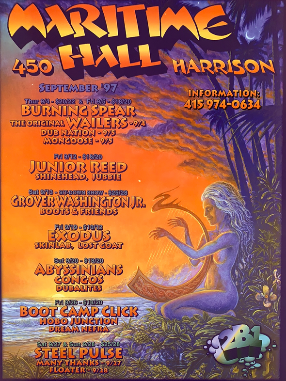 MHP 37 Maritime Hall - 1997 poster September Wailers, Exodus San Fran 1st