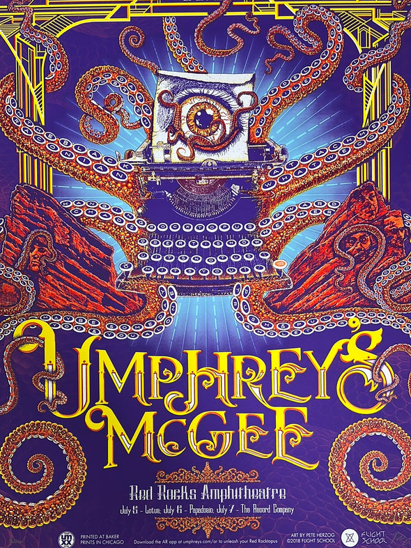 Umphrey's McGee - 2018 Pete Herzog poster Red Rocks Morrison, CO