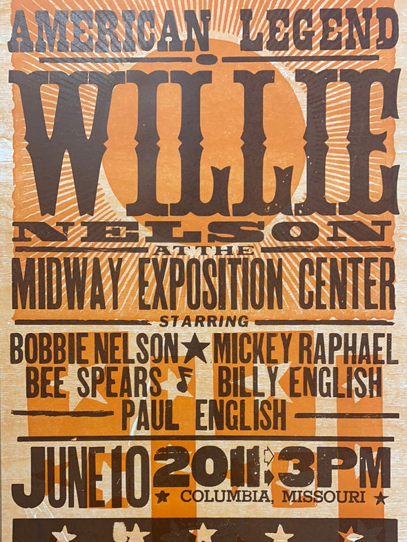 Willie Nelson - 2011 Hatch Show Print 6/10 poster Columbia, Missouri