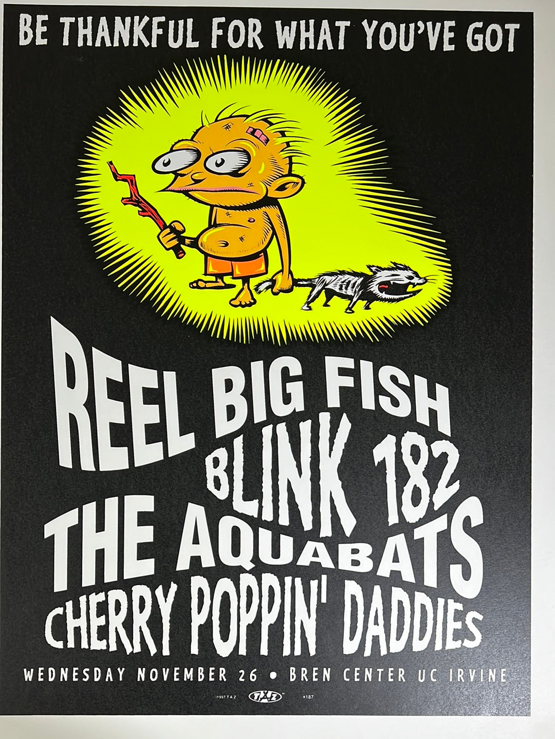 Blink 182 Reel Big Fish - 1997 T.A.Z. poster Irvine, CA Bren Center – Sold  Out Posters