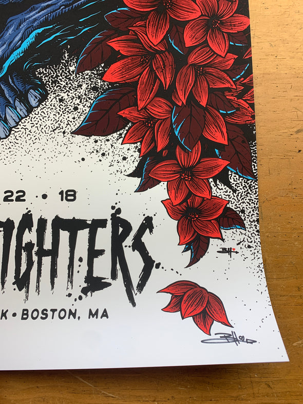 Foo Fighters - 2018 Brandon Heart poster Boston, MA Fenway Park AP S/N