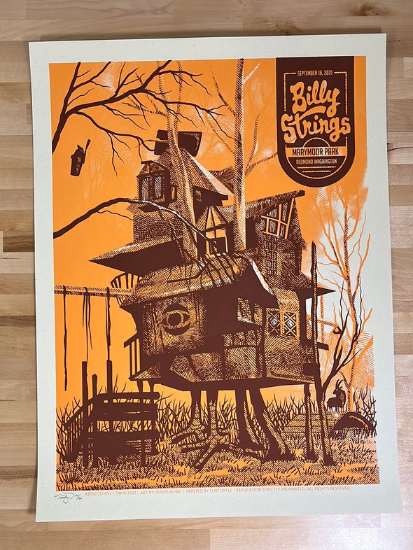 Billy Strings - 2021 Furturtle Show Prints poster Redmond, WA 1st