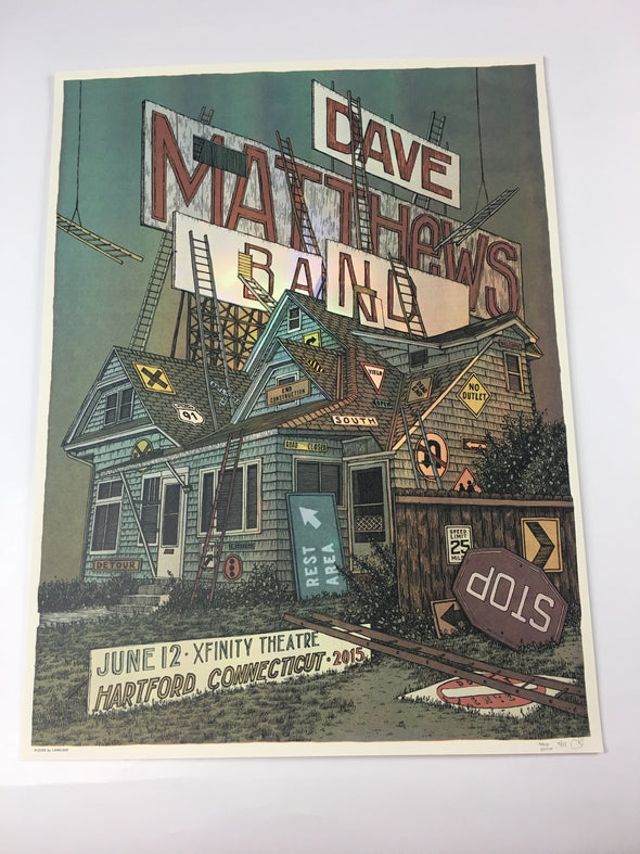 Dave Matthews Band - 2015 Landland Poster Hartford, CT Xfinity Theatre