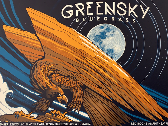 Greensky Bluegrass - 2018 Clinton Reno poster Morrison, CO Red Rocks