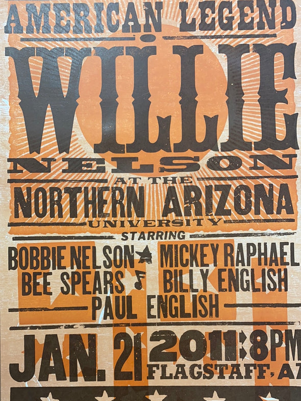 Willie Nelson - 2011 Hatch Show Print 1/21 poster Flagstaff, Arizona