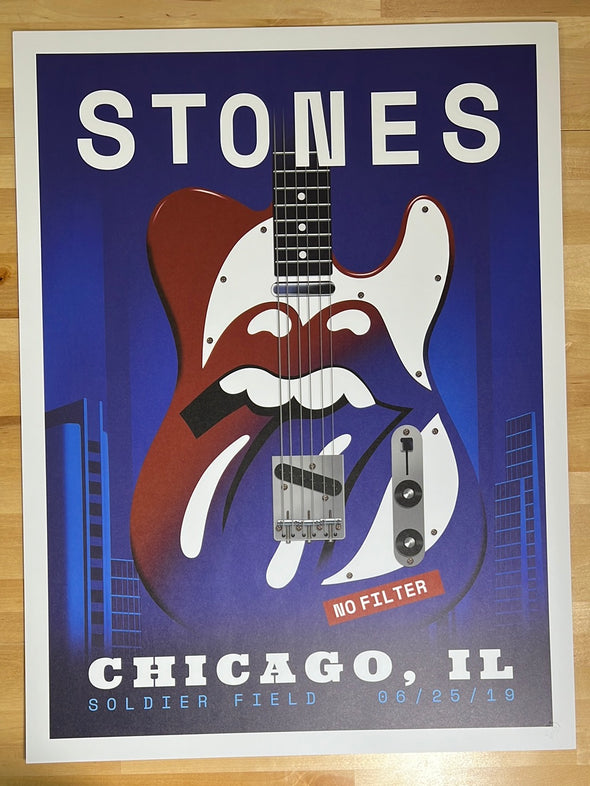 Rolling Stones - 2019 poster Chicago, IL Soldier Field No Filter Tour 6/25