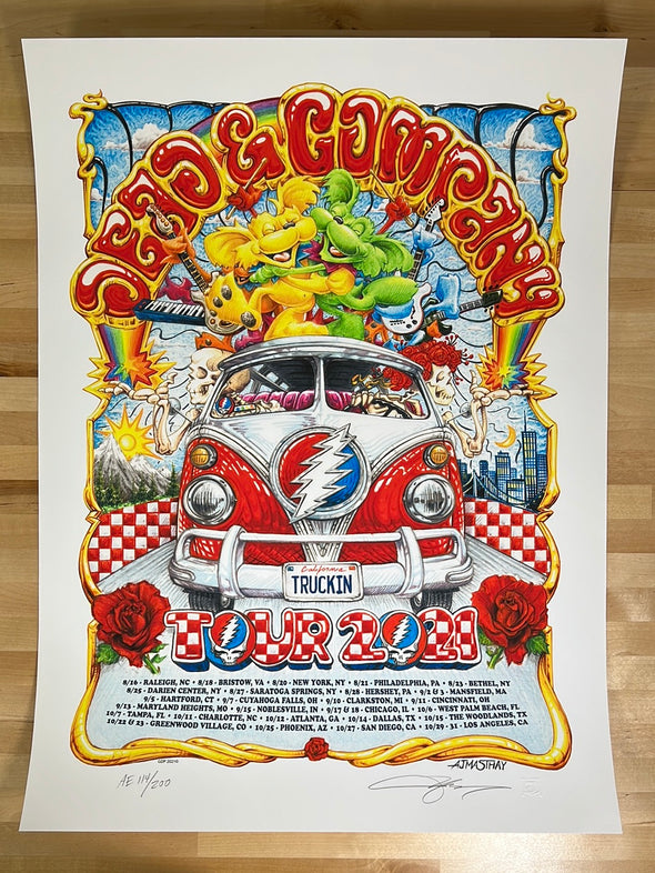 Dead & Company - 2021 AJ Masthay poster Summer Tour RED S/N