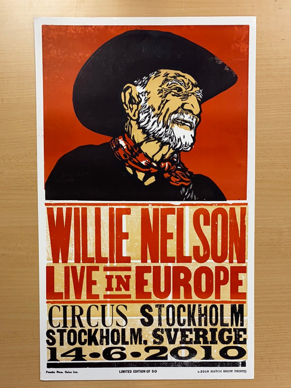Willie Nelson - 2010 Hatch Show Print 6/14 poster Stockholm, Sverige