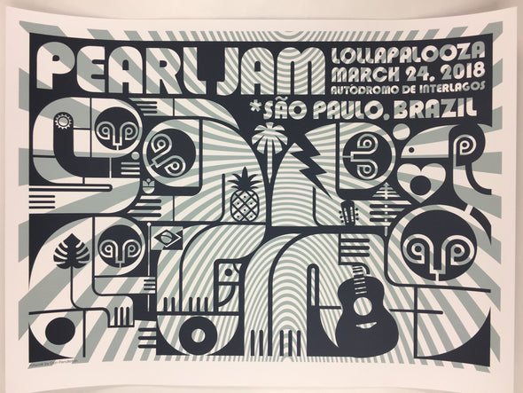 Pearl Jam - 2018 Don Pendleton Poster Sao Paulo, BRA Lollapalooza 1st