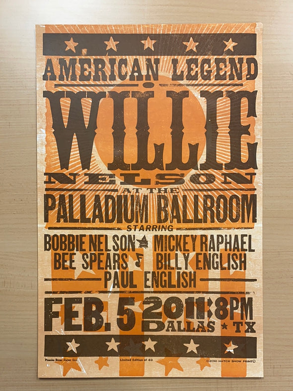 Willie Nelson - 2011 Hatch Show Print 2/5 poster Dallas, Texas