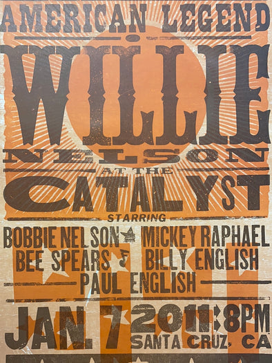 Willie Nelson - 2011 Hatch Show Print 1/7 poster Santa Cruz, California