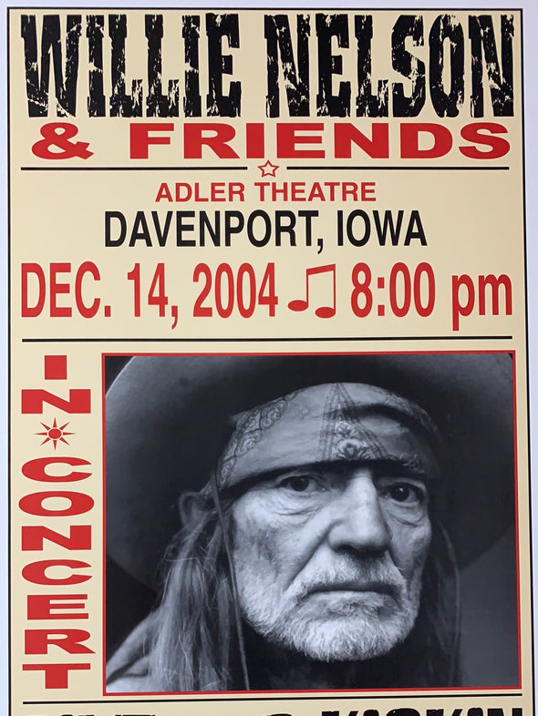 Willie Nelson - 2004 Franks Brothers 12/14 poster Davenport, IA