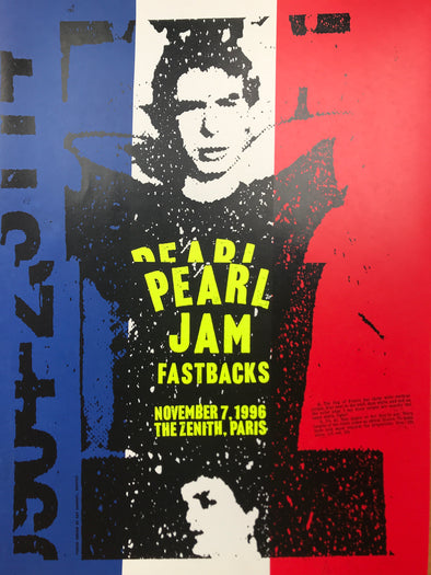 Pearl Jam - 1996 Art Chantry poster Paris France Fastbacks The Zenith