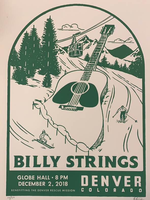 Billy Strings - 2018 Ryan Duggan poster Denver, CO Globe Hall