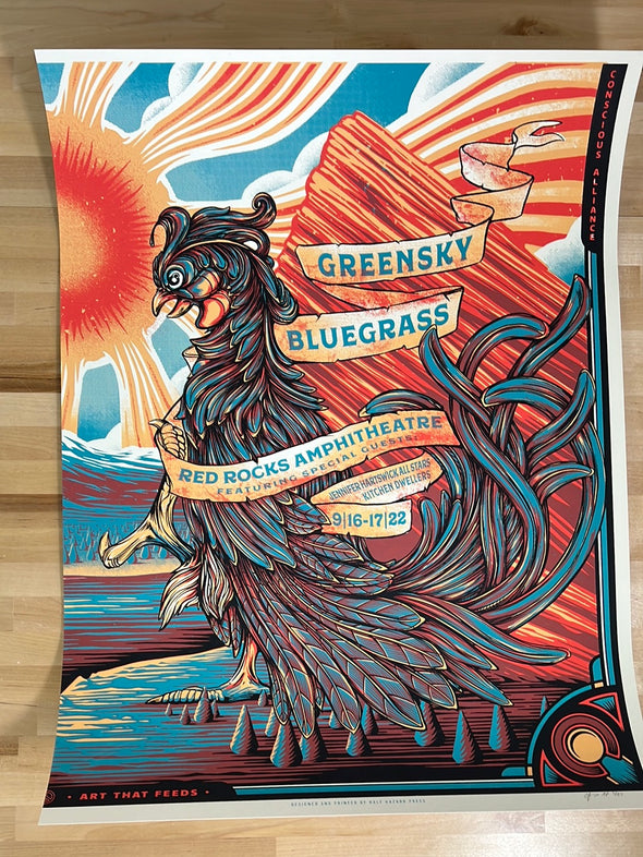 Greensky Bluegrass - 2022 Half Hazard poster Red Rocks Morrison, CO AP