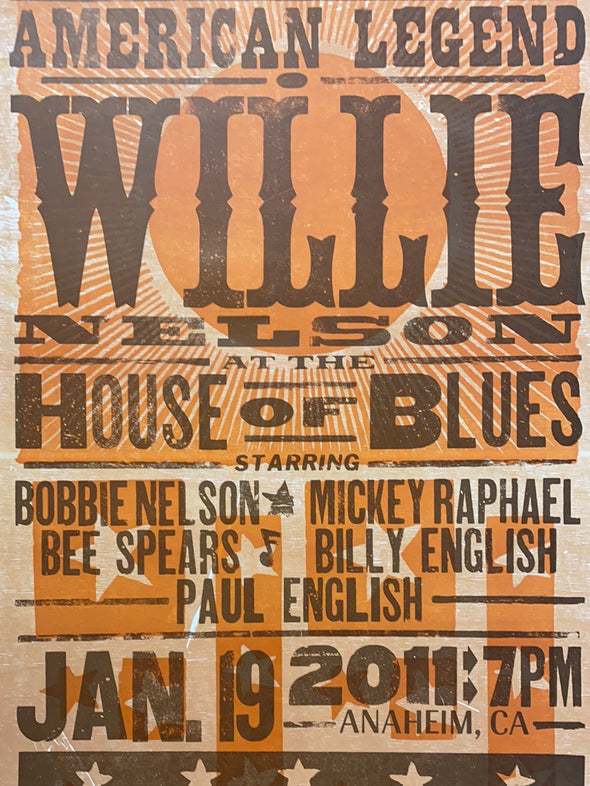 Willie Nelson - 2011 Hatch Show Print 1/19 poster Anaheim, California