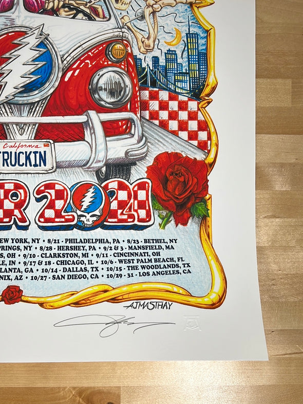 Dead & Company - 2021 AJ Masthay poster Summer Tour RED S/N