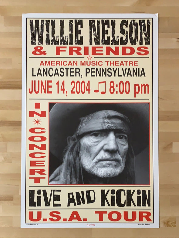 Willie Nelson - 2004 Franks Brothers 6/14 poster Lancaster, PA