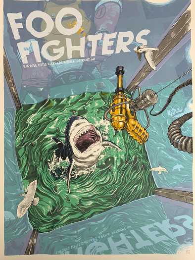Foo Fighters - 2020 Dave Kloc poster Detroit, MI Little Caesars Arena