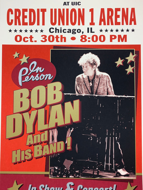 Bob Dylan - 2019 Geoff Gans Poster Chicago UIC Credit Union 1 Arena