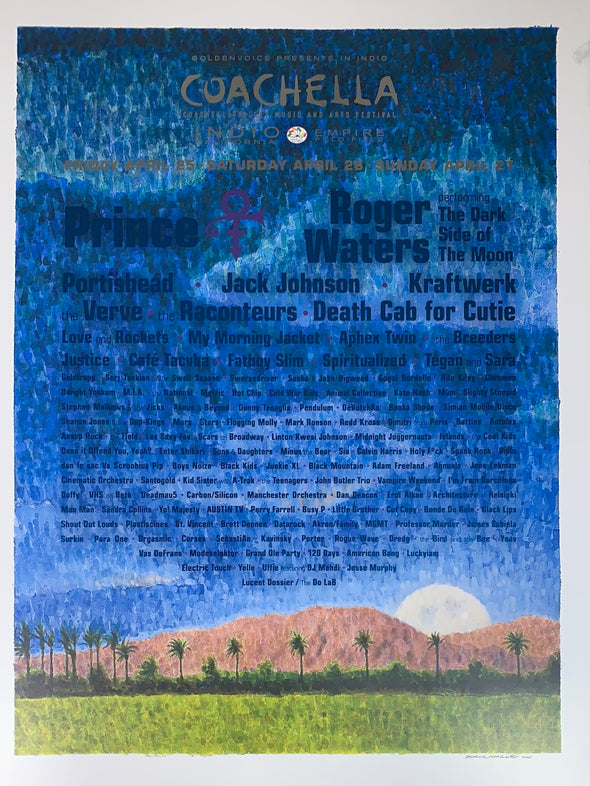 Coachella - 2008 Paul Cutler promo poster Indio, CA Prince 1st ed Lineup