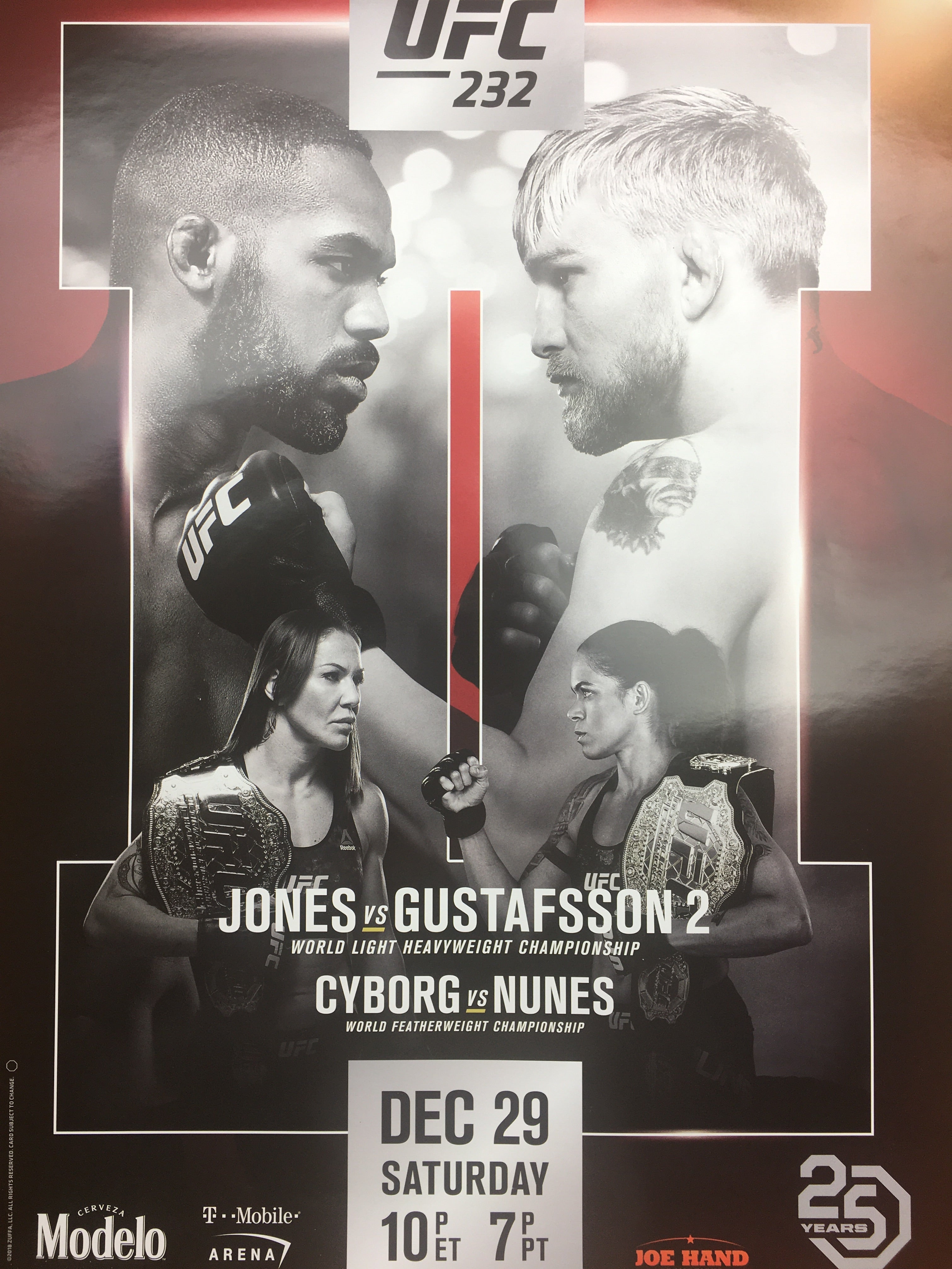 UFC 232 2018 Poster Jones vs Gustafsson 2 & Cyborg vs Nunes – Sold Out ...