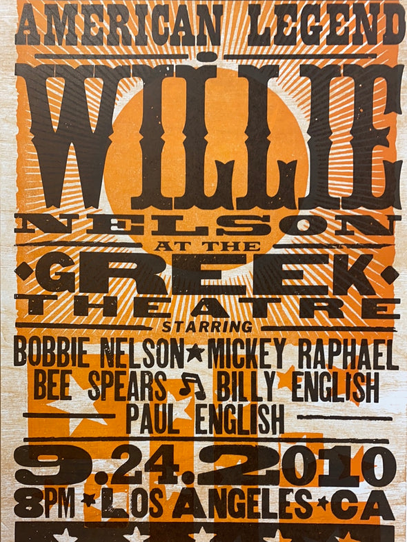 Willie Nelson - 2010 Hatch Show Print 9/24 poster Los Angeles, California