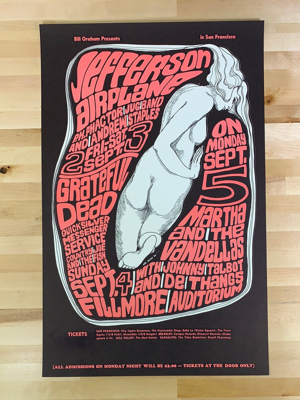 Grateful Dead Airplane - 1966 Wes Wilson Poster San Francisco, CA The Fillmore 3rd