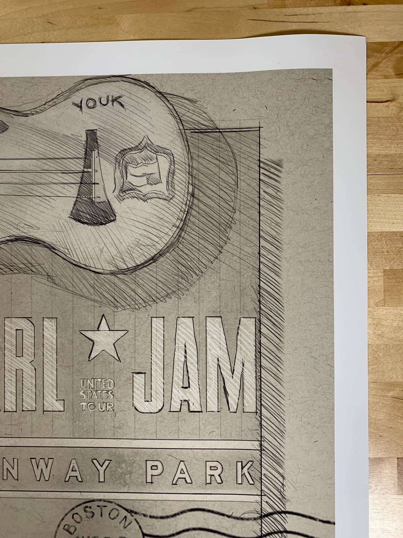 Pearl Jam - 2018 Bobby Brown Draws Skullz Missoula poster Jeff Ament AP S/N  Vote