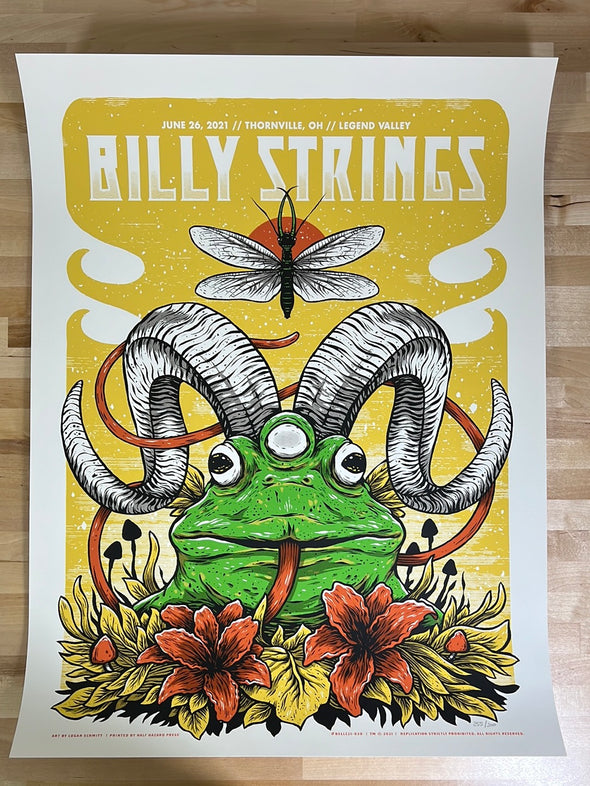 Billy Strings - 2021 Logan Schmitt poster Thornville, OH 6/26