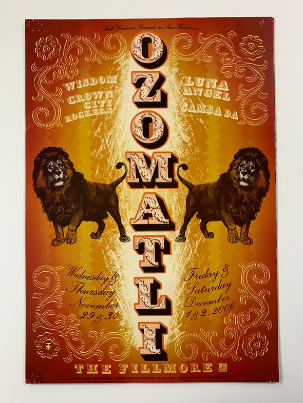 Ozomatli - 2006 Justin Page poster Fillmore Auditorium San Fran 1st
